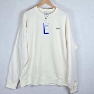 Lacoste L!VE Cream Unisex Oversized Crewneck Sweatshirt Sz. XL- NWT